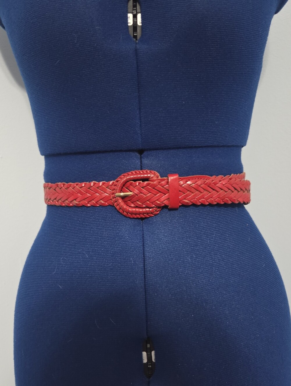 Cherry Red Braided Leather Belt